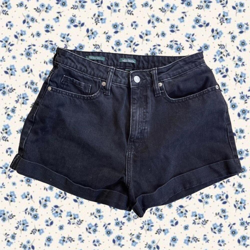 Black denim shorts
